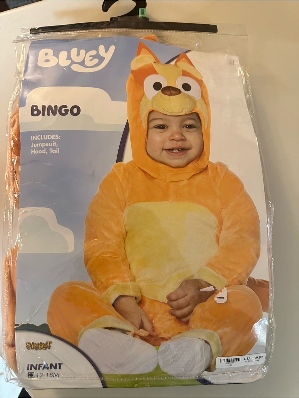 Spirit Orange and Cream Bingo Infant Plush Character Costume